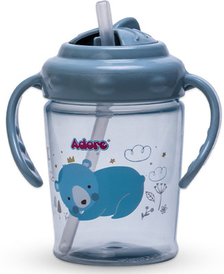 Adore Basics Itzy Bitzy Straw Sipper Cup with Handle- BPA Free- Ergonomic(Blue)