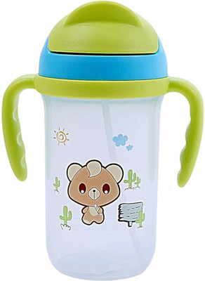 THE LITTLE BUNNY HOP IN STYLE Baby Sipper Bottle with Handle & Soft Silicone Straw, s, BPA Free & Non Toxic(Green)
