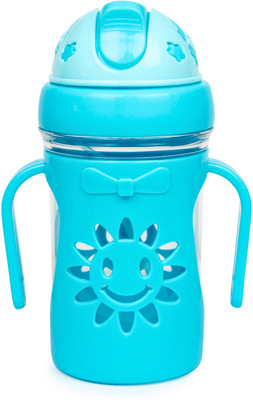 Neska Moda Twin Handle With Silicon Straw Drinking Sippy Cup/Sipper For Toddler/Kids-250 Ml(Blue)