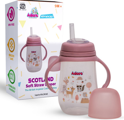 Adore Advanced Scotland Straw Sipper w Handle- The British Inspired Color Themes(Pink)