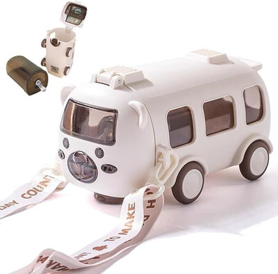 Swilco Bus Water Bottle School Bus Water Bottle With Straw Water Bottle for Kids 500ml(Multicolor)