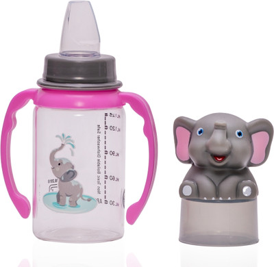 Adore BUNK! Character Hood Glass Soft Spout Sipper with Twin Handle- 125ml(Pink, Grey)