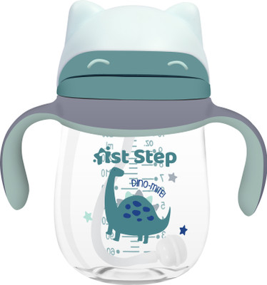 1st Step TRITAN Anti-Spill Soft Silicone Weighted Straw Baby Sipper Cup with Twin Handle(Green)
