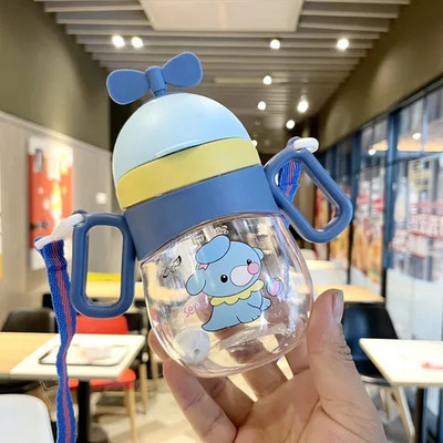 LittleLight Little Baby Sipper/ Sippy Cup 300ml, Anti-Spill Soft Silicone Straw , 6m+(Blue)