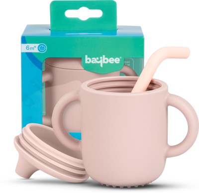 baybee BPA-Free Baby Training Silicone Sippy Cup, Baby Sipper Cup with Straw and Lid(Pink)