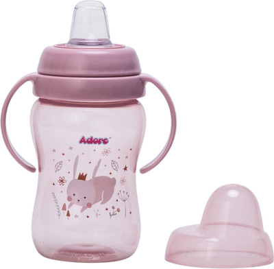 Adore ARRO Soft Spout Sipper with Dust Free Cap and Twin Handle- 270ml(Pink)