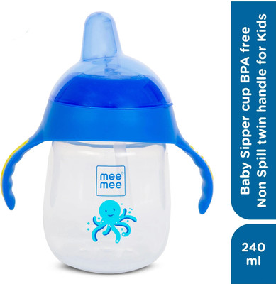 MeeMee Baby Sipper cup BPA free non spill twin handle for baby/Toddlers/Kids,240 ML(White)