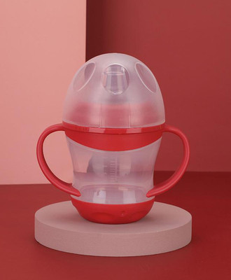 TINNY TOTS Unbreakable Baby Sippy Cup Learning Sipper Feeding Bottle & Twin Handles(RED WHOLE)