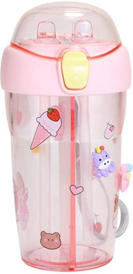 CHILD CHIC Two Partition Sipper with 2 Straw Double Straw 2-in-1 activitysipper waterbottle(Pink)