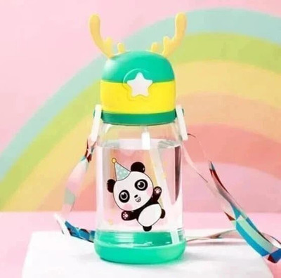 Naartjie Deer Horn Cartoon Design Sipper Water Bottle for school Kids with Lock cap(Green)