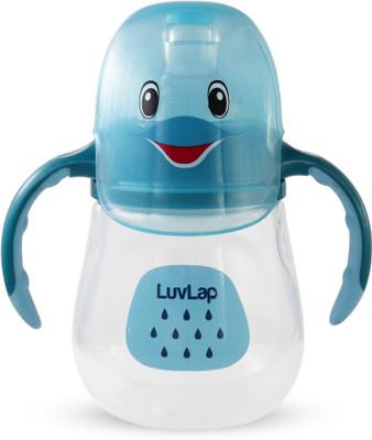 LuvLap Twin Handle Sipper Cup with Dolphin Print - 210ML(Blue)