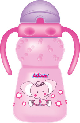 Adore Zing! The Amazing Straw Sipper w Twin Handle-Flip N Sip- Spill Proof(Pink)