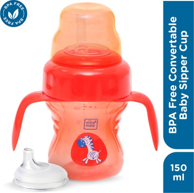 MeeMee Baby Sipper cup BPA free convirtable for toddler kid , soft spout straw mug(Red)