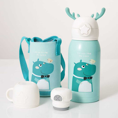 YGoyalAndCO 500 ml Steel Bottle With Drinking Glass(Pack of 1, Light Blue)