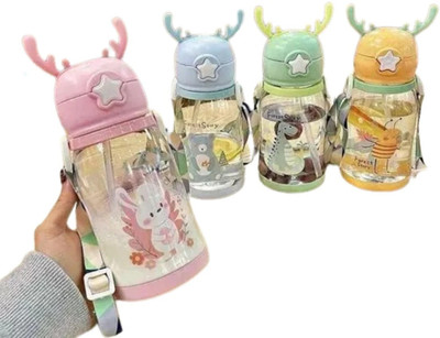 ROMYCRON Sipper Water Bottle Leakproof Lock Cap Deer Horn Cartoon Design Sipper for Kids(Multicolor)