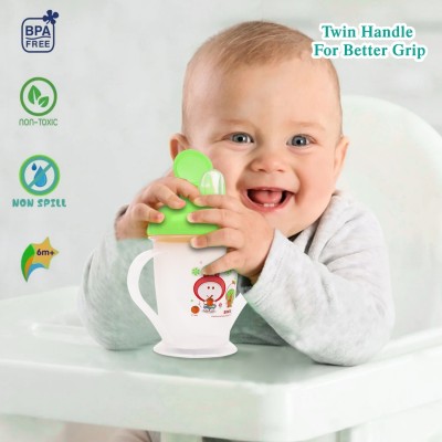 nisu Sipper cups with double handle for kids 240ML(Green)