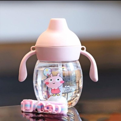 Magic Pebbles Little Baby Sipper/ Sippy Cup 280ml, Anti-Spill Soft Silicone Spout, 6m+(Pink)