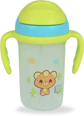 InEffable Soft Straw Feeding Sipper with Twin Handle Sippy Cup for Baby & Kids Water 350ML(Green)