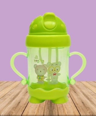 Jingle Kids Baby Unbreakable Learning Sipper Cup Twin Handles Sipper Bottle Dust-Proof(Green)