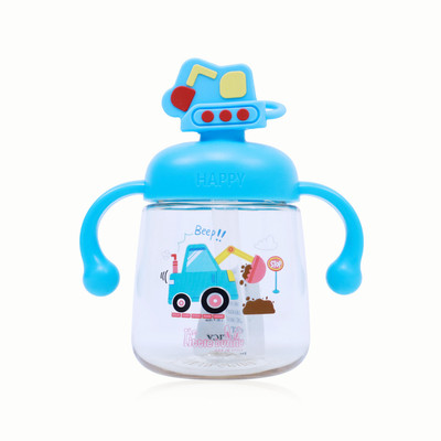 THE LITTLE BUNNY HOP IN STYLE Baby Sipper Cup with Handles and Straw – Spill-Proof– Easy Grip, BPA-Free(Blue)
