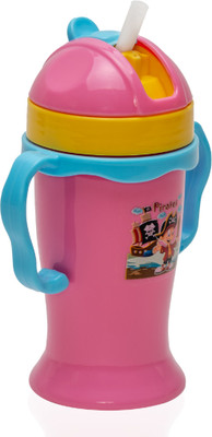 Adore Grippy Twin Handle Straw Sipper with Retractable Head- Spill Proof(Pink)