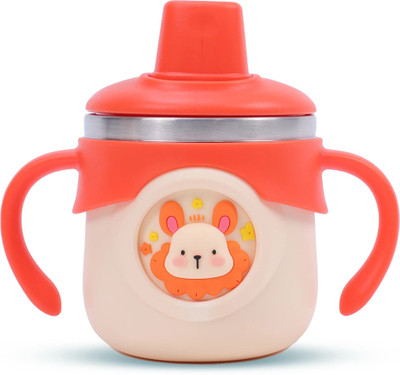 THE LITTLE BUNNY HOP IN STYLE Stainless Steel Insulated Hot & Cold Baby Sipper Bottle with Handle, BPA Free(Orange)