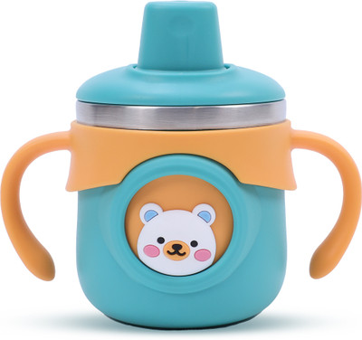 THE LITTLE BUNNY HOP IN STYLE Stainless Steel Insulated Hot & Cold Baby Sipper Bottle with Handle, BPA Free(Green)