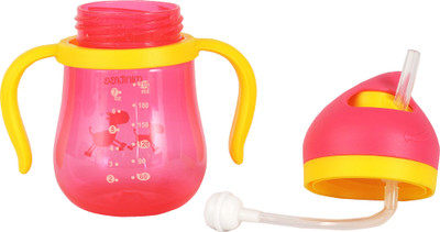 Adore Mini bee Straw Sipper w Weighted Straw& Twin Handle- Swipe N Sip(Pink, Yellow)