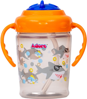 Adore Itzy Bitzy Swipe n Sip Straw Sipper w Twin Handle(Orange)