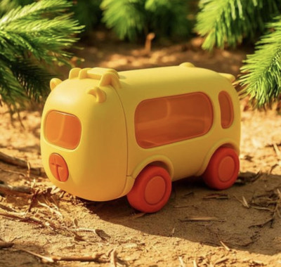 Atharv Nest Bus Water Bottle Car Straw Leakproof Plastic Drinking Bottle with Movable Wheels(RANDOM COLOUR)