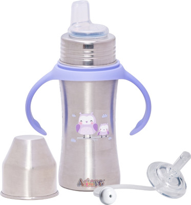 Adore Twilight 2in 1 Stainless Steel Sipper with Twin Handle 250ml(Purple Owl)
