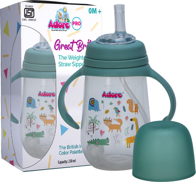 Adore Great Britain! The Weighted Straw Sipper w Twin Handle- Ergonomic- Spill Proof(Green)