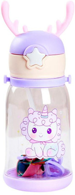CHILD CHIC Cartoon Design 2 in 1 Sipper Water Bottle for school Kids Toddlers with Lock cap(Purple)