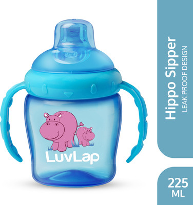 LuvLap Hippo Spout Sipper for Infant/Toddler, 225ml, Anti-Spill Sippy Cup with Soft Silicone Spout BPA Free, 6m+(Blue)