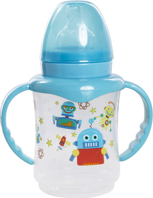 TINNY TOTS Baby Feeding Sipper Bottle Liquids Juice Milk Feeder With Nipple & Twin Handles(250 ML; BLUE)