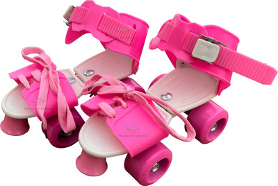 HOW(House Of Wishes) Roller Skates for Kids Age Group 5-12 Years Adjustable Inline Skating Shoes Quad Roller Skates - Size NA UK(Pink)