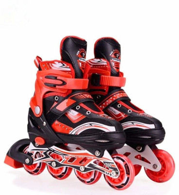 Roztocze Inline Skates Shoes LED Light Skating for Boys Kids and Girls 5 to 12 Year In-line Skates - Size Free  UK(Red)