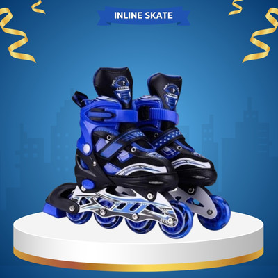 HouseOfCommon Best Skate High Adjustable Shoes 4 Wheeler Aluminum Body LED Light Outdoor Toy In-line Skates - Size 2025-11-08 UK(Blue)