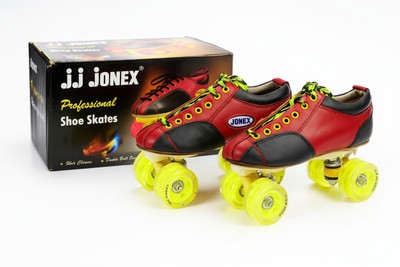 Happiory JONEX Quad Roller Skates Red & Black Neon Wheels Shoe Skates - Size FREE SIZE UK(Red, Yellow)