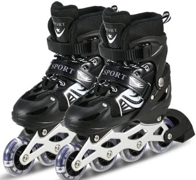 DAVRAETENTERPRISE sketing big inline Quad Roller Skates - Size 5-10 UK(Black)