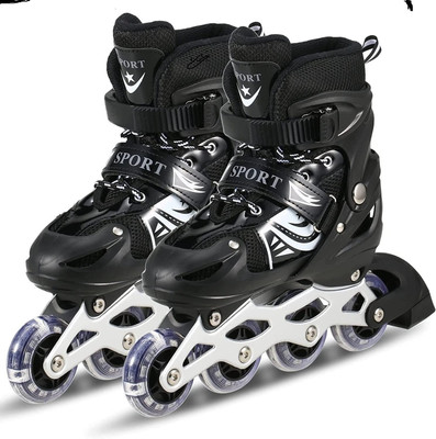 Milito Skating Shoe have different size and with PU LED wheel In-line Skates top In-line Skates - Size Medium UK(Black)