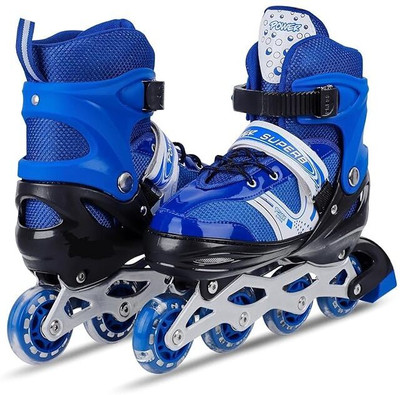 Kovea PU Flashing Wheel Aluminum Body Shoe Skates In-line Skates - Size 10 to 16 UK(Blue)