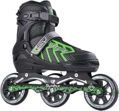 aqunza Wheels Adjustable Skating Shoes for Unisex Kids boys and girls Quad Roller Skates - Size Free UK(Green)