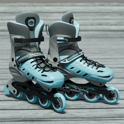 Lifelong 4 wheel Adjustable Inline Skates for Boys & Girls - Liner Roller Skates (Size-M) In-line Skates - Size 3-5 UK(Blue)