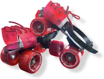 AXG NEW GOAL Premium Professional PVC Wheels (65MM) for Kids (Age 9 years and above) Quad Roller Skates - Size 4 to 10 UK(Red)