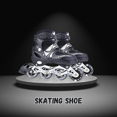 JR CLUB New Inline Skates, Adjustable Inline Roller Skates for Boys Kids & Girls In-line Skates - Size Free  UK(Black)