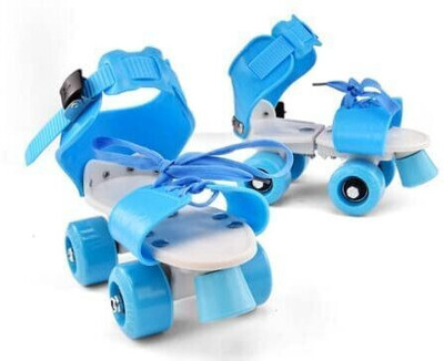 Kovea Kids Age Group 5-12 Years Adjustable Inline Skating Shoes Quad Roller Skates Quad Roller Skates - Size 4-6 UK(Blue)