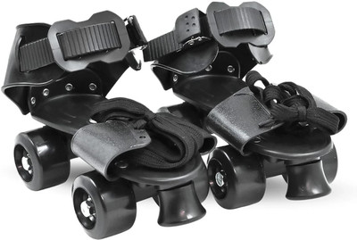 RUMQOL Roller Skates for Kids Age Group 5-15 Years Adjustable Inline Skating Shoes Shoe Skates - Size 4 to 12 UK(Black)