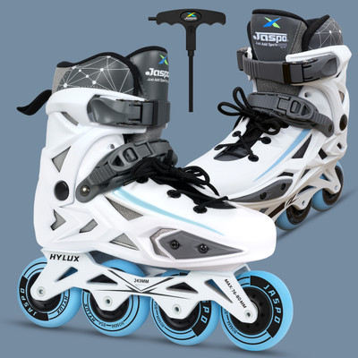 Jaspo Hylux Professional Inline Skates,ABEC-7 Bearings,80mm 85A Wheels,Aluminium Frame In-line Skates - Size 7-8.5 UK(White)