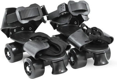 RUMQOL Roller Skates for Kids Age Group 5-15 Years Adjustable Inline Skating Shoes Shoe Skates - Size 4 to 12 UK(Black)